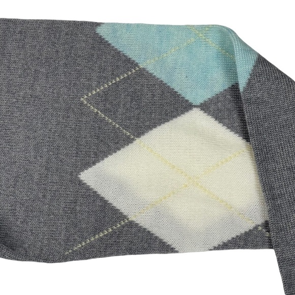 PENDLETON ARGYLE MERINO WOOL GRAY AQUA TURTLENECK SWEATER - Picture 9 of 16